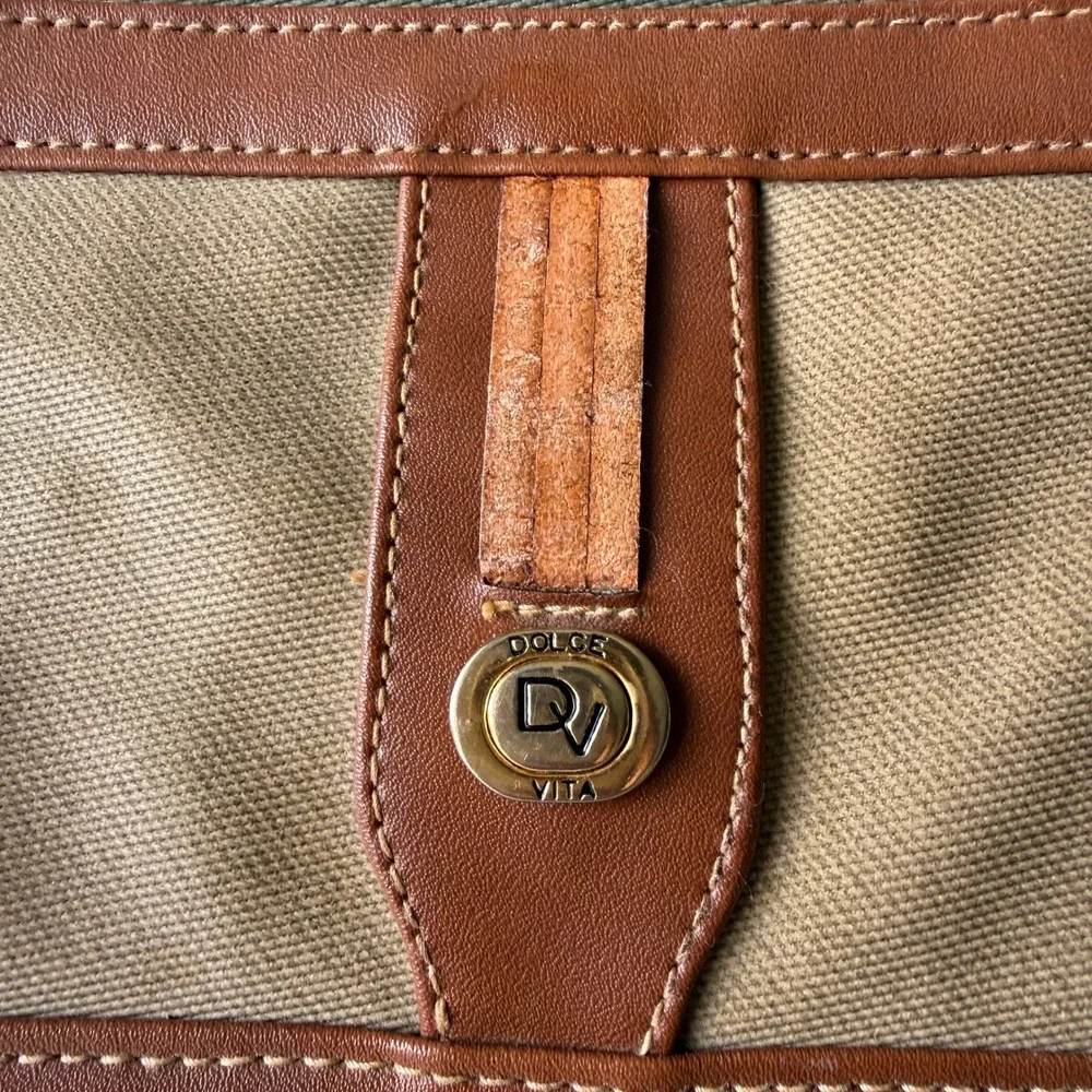 Jackson Canvas Colorblock Tote Bag Brown Olive Tan Dolce Vita‎ Hardware Accent